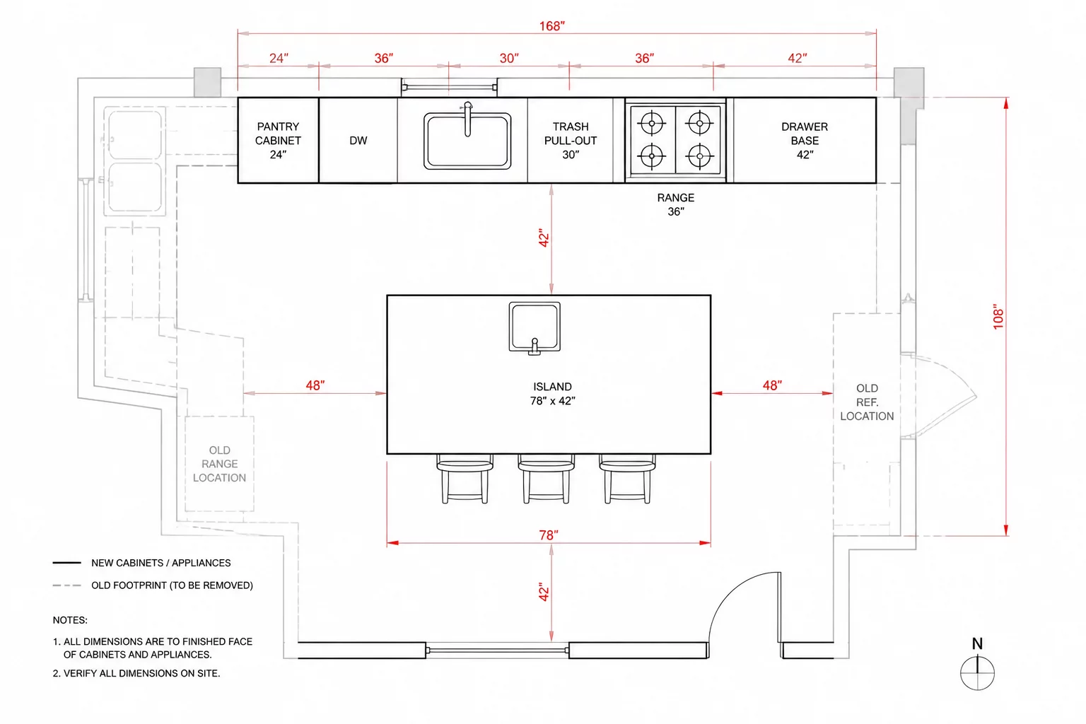 New Kitchen Layout Analysis Blueprint